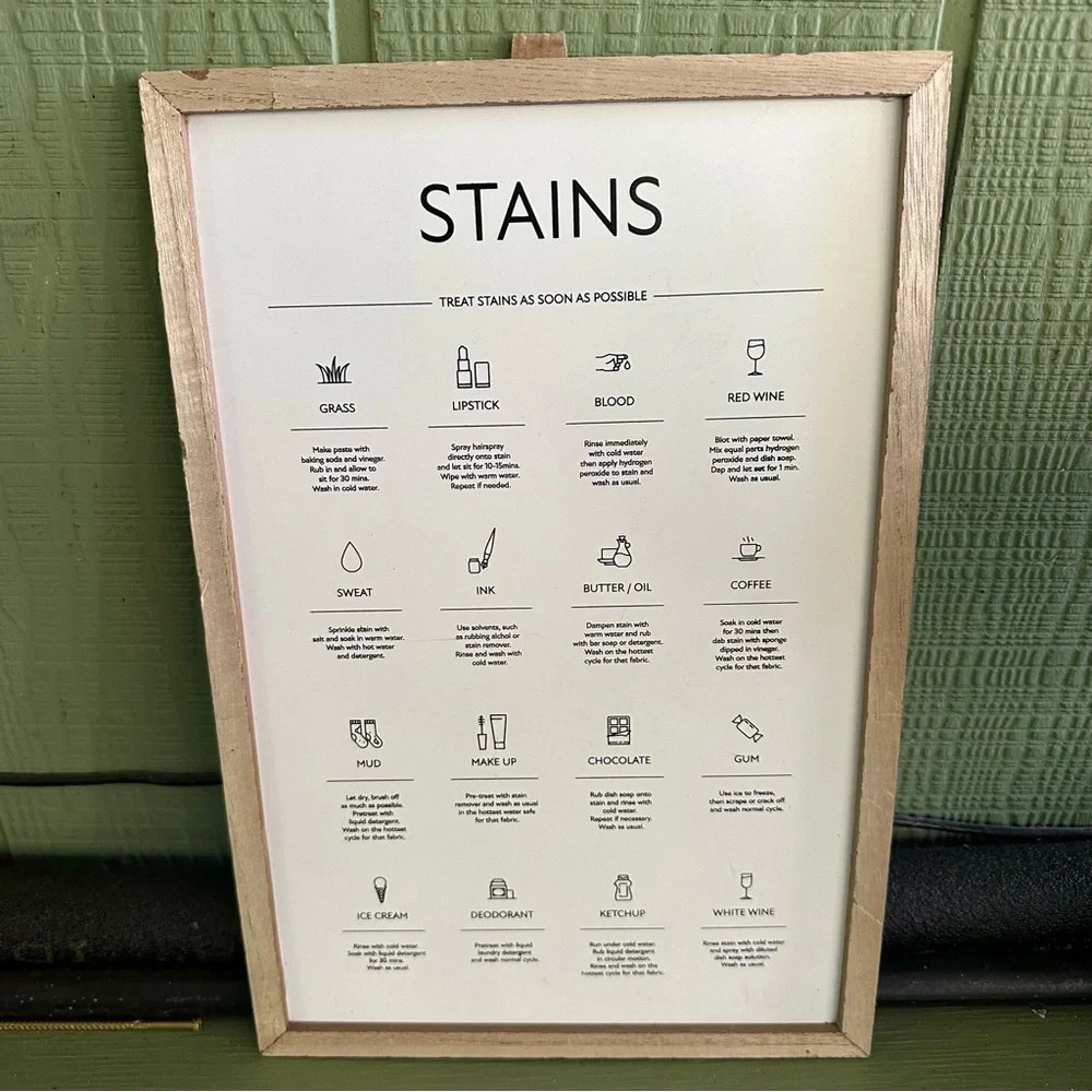 NEW Wooden Framed Stain Removal Guide